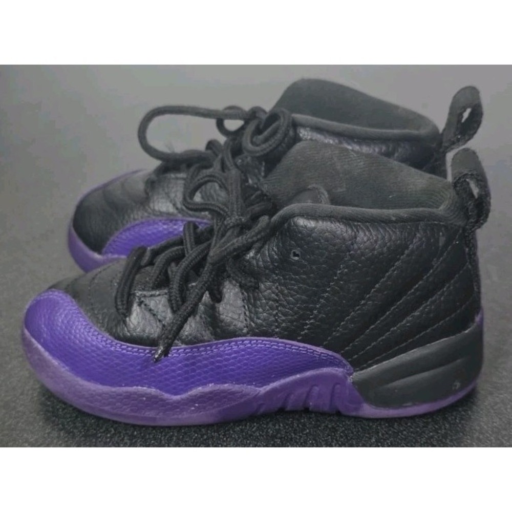 Nike Air JORDAN 12 Retro Toddler TD 9C Field Purple Black 850000-057 Shoes‎ EUC